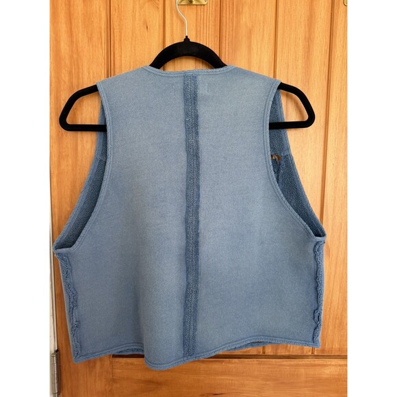 Free People Wonderstruck Vest Top Floral Crochet Lace Blue XS Boho Cowgirl - Picture 2 of 7